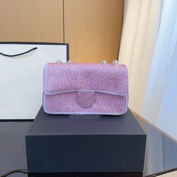 

Designers bags Real Women luxurys Diamond Shoulder bag Evening bag Handbags Messenger Handle Chain Bag Clutch Flap crossbody bag lady clutch Fortune bag 25m, Black