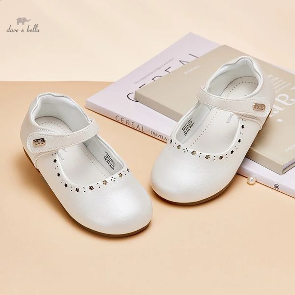 

Dave Bella Children's Leather Shoes Girls White Flat Shoes Spring Non-slip Birthdays Party Princess Shoes For Kid DB1247925 240328