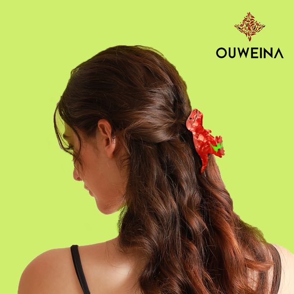 

New Original Design Red Dinosaur Acetate Hair Clip Hair Grip Clip Back of Head Hair Clip Shark Clip