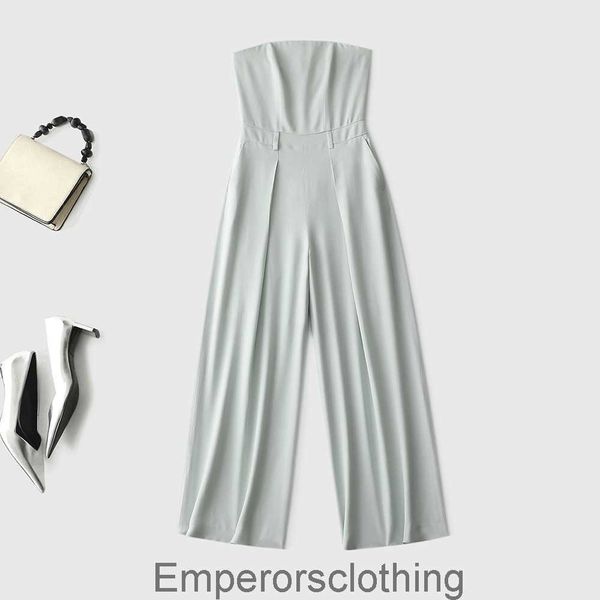 

Pure Acetic Acid Minimalist Old Money Style Italian Stereoscopic Cutting for Slimming Waist Closing Bra Top High Waist One Piece Wide Leg Pants, Light green