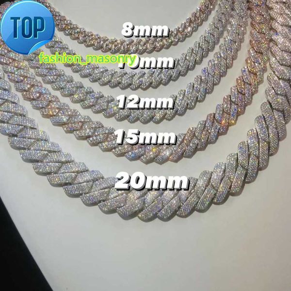 

Custom Pass Diamond Test Vvs Moissanite Diamond Cuban Link Chain 10mm 12mm 15mm 18mm 20mm Hip Hop Necklace Men 925 Jewelry