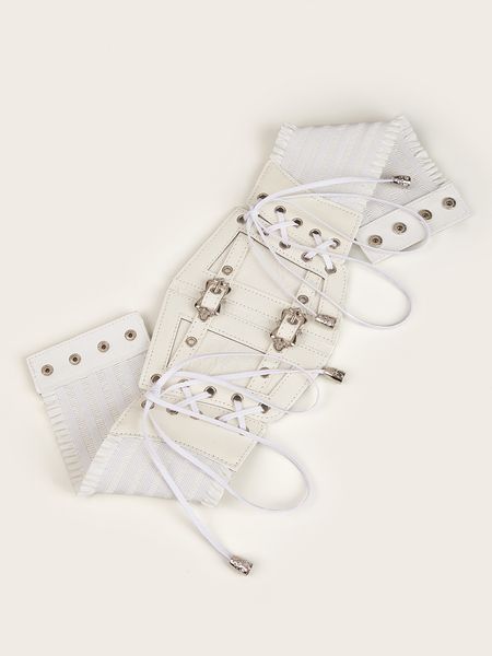 

Factory direct lace straps leather waist seal take ladies decorative body shaping Europe and the United States retro metal buckle elastic girdle, Brown