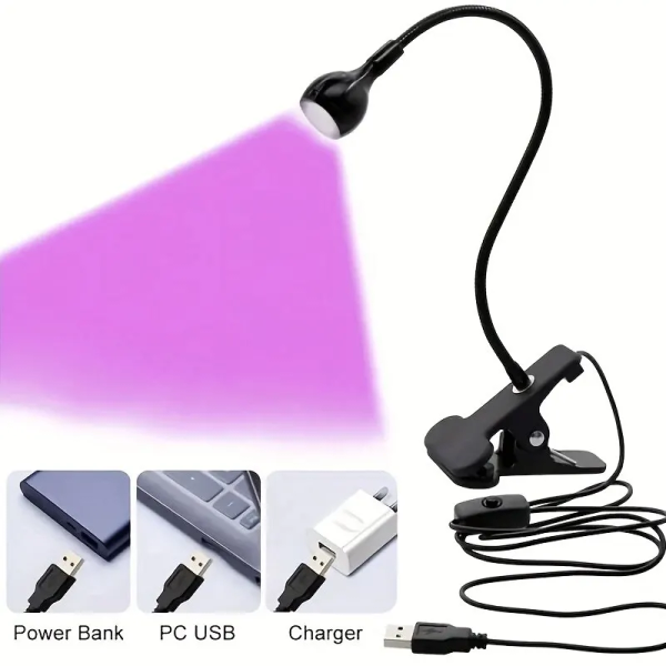 

Purple Dryers Light Multifunctional High Quality Manicure UV Glue Curing Lamp with Clip and Switch USB Lamp One Lamp Multipurpose