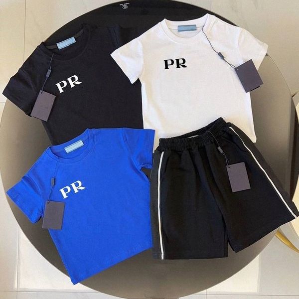 

Designer Brand T Shirts Shorts Sets Baby Kids Toddler Boys Girls Clothing Set Clothes Summer Blue White Black Luxury Tracksuit Youth Sportsuit 2-10 Ye S9mc#, Navy blue