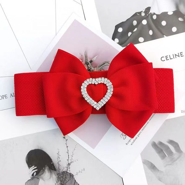

Love diamond bow elastic waistband women with skirt fashion large size elastic waist seal dress waist accessories, White