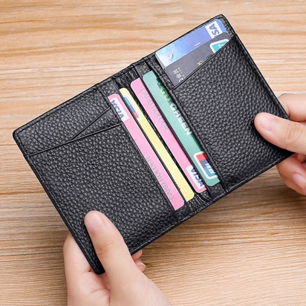 Super Slim Soft Wallet Genuine Leather Mini Credit Card Holder Wallets Purse Thin Small Card Holders Men Wallet