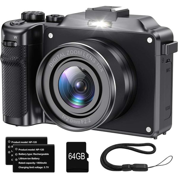 

Stunning Capture 4K Photos and Videos with this Anti-Shake 6MP Compact Video Camera, 18X Digital Zoom, Autofocus, WiFi, Vlogging, Point and Shoot Camera