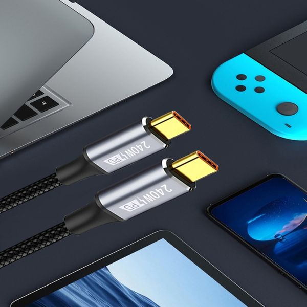 PD240W USB Type C Cable Power Line QC3.0 480Mbps USB C to USB C Type C to Type C For Laptop Phone Fast Charging Cable 48V 5A