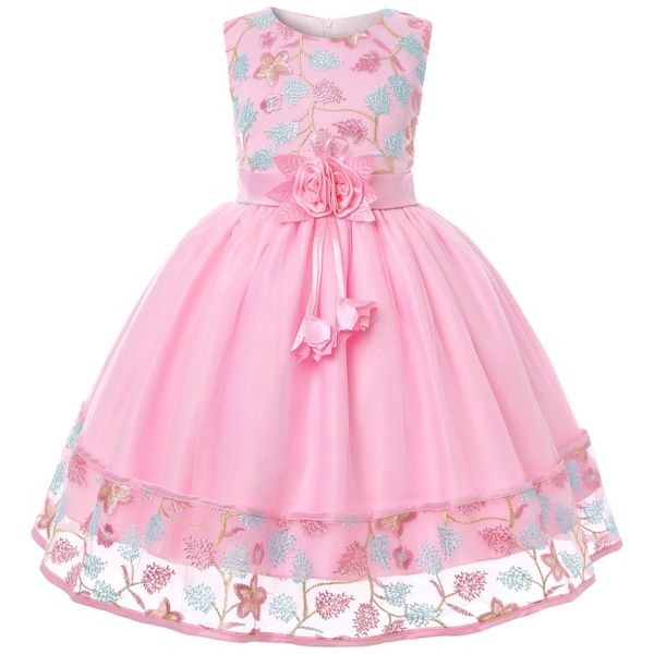 

Embroidery Girl Party Lace Princess Dress Flower Child mesh pompadour dress, Green