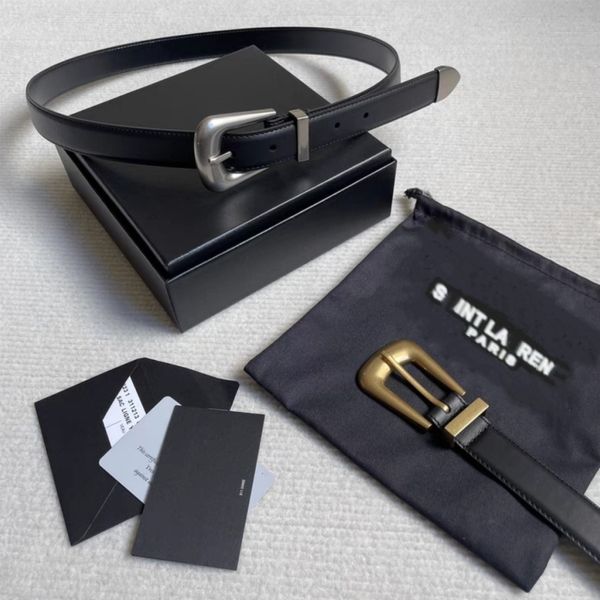 

Designer Women's Belt 2.5 CM Wide Fashion Men's Accessories Genuine Leather Belts 2 Colors Classic Needle Buckle, Gold
