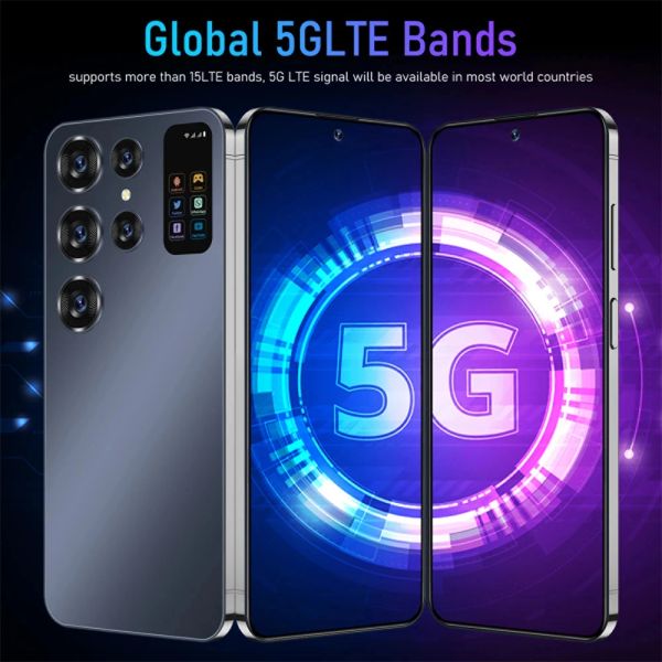 

S24 Original Ultra Smartphone 7.0 Inch 16GB+1T Cellphones 4G 5G Face Recognitio 7000mAh Dual Sim Android Mobile Phone Cell Phone, Black