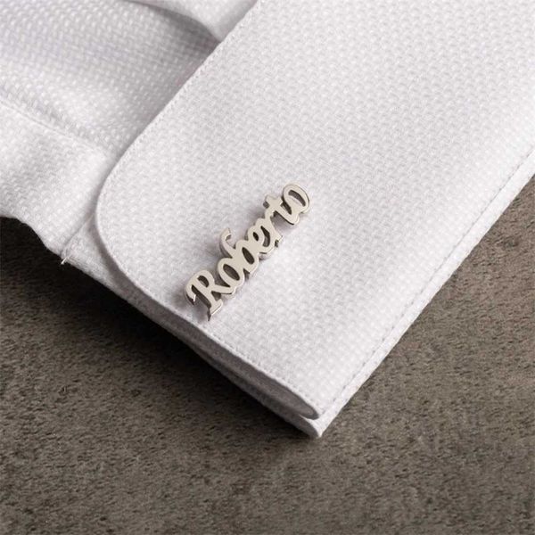 Customized Mens Name Cufflinks Stainless Steel Shirt Cufflinks Button Customization Wedding Jewelry Best Mens Gift W241109