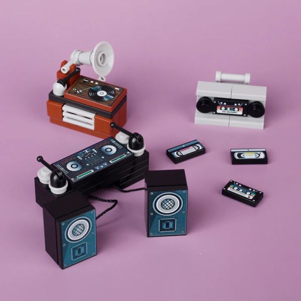 MOC Jukebox Recorder Building Blocks Music Player Retro Radio Tape Sound DJ MIX Audiotape Bricks Toys Children Gift