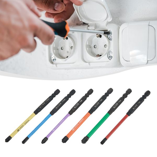 6pcs 110mm FPH FPZ Magnetic Special Slotted Cross Alloy Steel Screwdriver Bit For Electrician Power Drill Screwdriver Bit