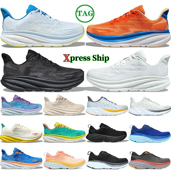 

designer shoes womens clifton 9 bondi 8 mens shoes designer black white green yellow pink mens trainers sports sneakers size 5-11, Limegreen