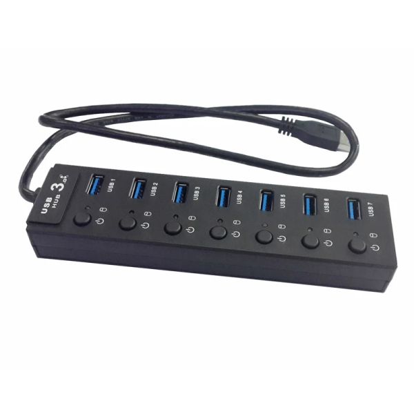 Hub High 3.0 USB Speed Hub 7 Ports Multiple 3.0 Hub Switch Multi USB Splitter 60cm Extender For PC Laptop Adapter Accessoriess smile