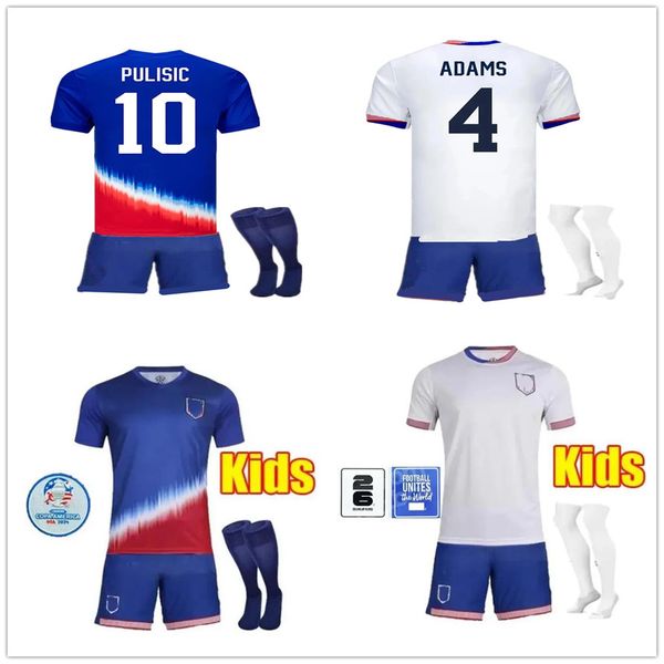

USAS Soccer Jerseys 2024 Copa America USWNT Woman Kids Kit USMNT 24/25 new USAS Home Away Football Shirts Men Player Version 2025 PULISIC SMITH MORGAN BALOGUN tops, 23 24 away no socks