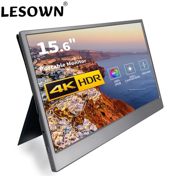 Portable Monitor 4K Truely ddmysmile 15.6 Inch 3840X2160 IPS UHD Monitor HDR Freesync Speakers USB Type C VESA Portable Computer Monitor Smile