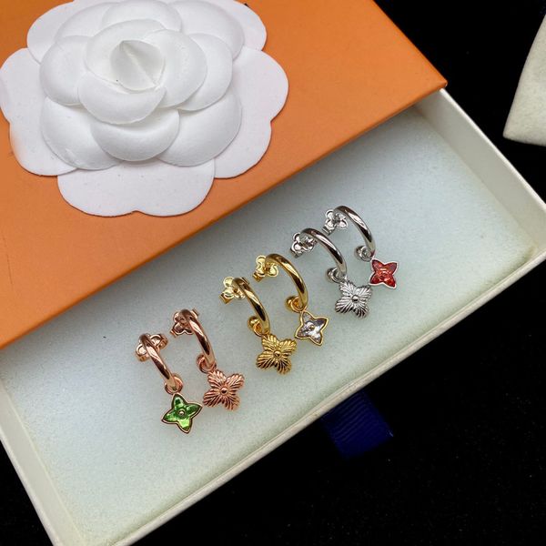

Brand Designer Earrings Elegant Crystal Flower Ear Stud Women Gold Silver Plated Stainless Steel Ear Drop Dangle Fashion Jewerlry Wedding Party Gift High Quality