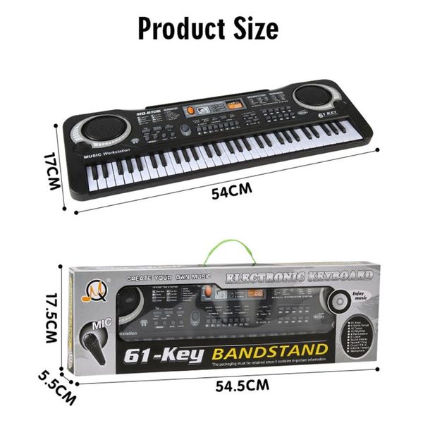 

Keys 61 Electronic Organ Digital Piano Keyboard with Microphone Kids Children Music Toy 57QC