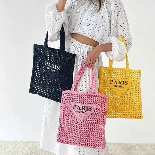 

Totes Summer Raffias Womens Lady Fashion Woman The Tote High Quality Handbag Large Capacity Vacation Woven Beach Bag 770 289, White