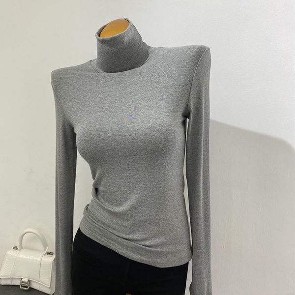 T-shirts Autumn Winter Women Long Sleeve Loose Solid Turtleneck Womens All-match Simple Leisure Korean Style Trendy Chic Soft