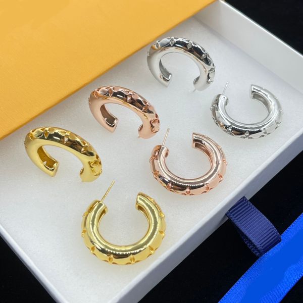 

Womens Brand Earring Luxury Designer Letter Studs 18K Gold Plated Circle Hoop Earring for Women Party Wedding Gift Engagement Earrings Jewelry