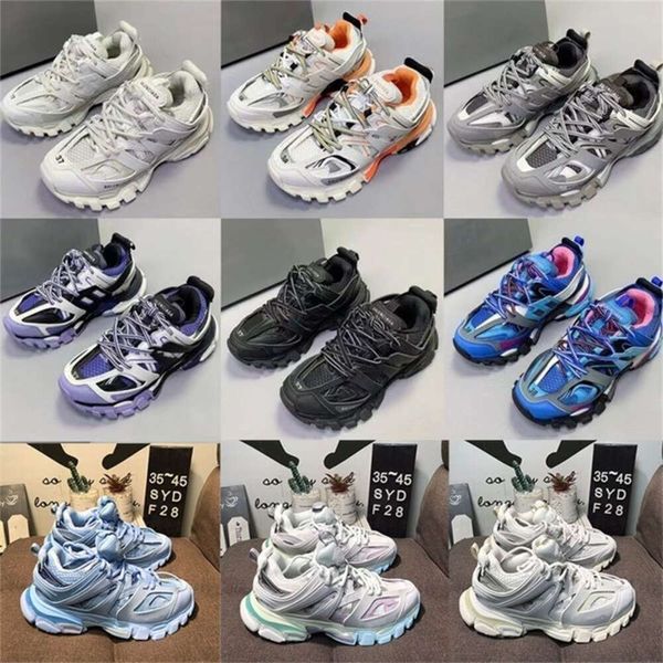 

Factory Direct Sale shoes Casual and sneakers luxury Track Man white black net printed leather triple S belt Katian 3.0, Socks