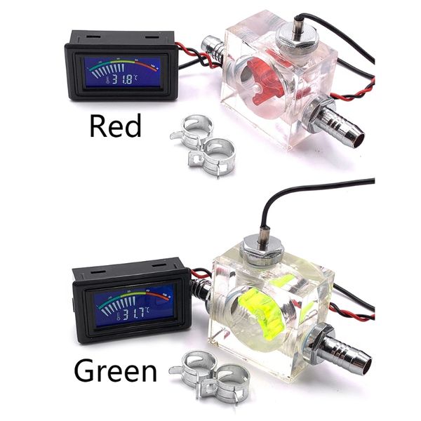 Three Way Flow Meter LED Thermometer for Water Cooling Liquid Cooler System Universal Computer Accessories
