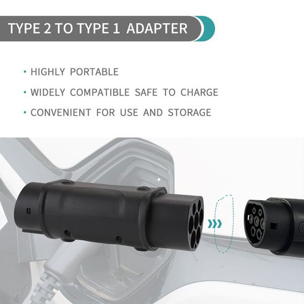 

EVSE Adaptor GKFLY 32A Electric Vehicle Car EV Charger Connector SAE J1772 Socket Type 1 To Type 2 EV Adapter For Car Charging