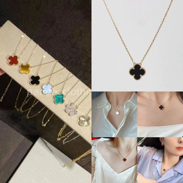 

Fashion vanclef necklace classic brand designer necklace for woman 18K gold plated onyx agate jewelry Valentines Day gift four leaf clover necklace