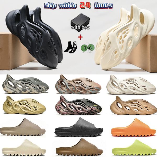 

Designer Slippers foam runners Slides Summer Sandals Bone white resin Desert sand Beach sports slippers Fashion Foam slide shoes with box, #1