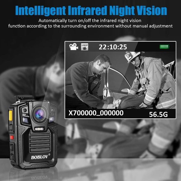 

BOBLOV HD66-02 64GB HD 1296P Ambarella Wearable 2.0 LCD Police Mini Camera Video Recorder mini Body cam bodycam, Black