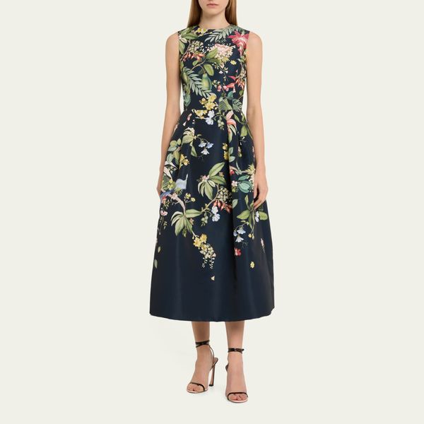 

Designer dresses womens designer clothing dresses for woman black floral printed crew neck sleeveless midi dress summer dress designer dresses birthday dresses