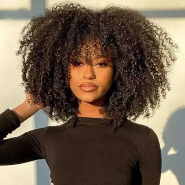 

Explosive head wig small curly kinky curly fluffy short curly wig headband, White