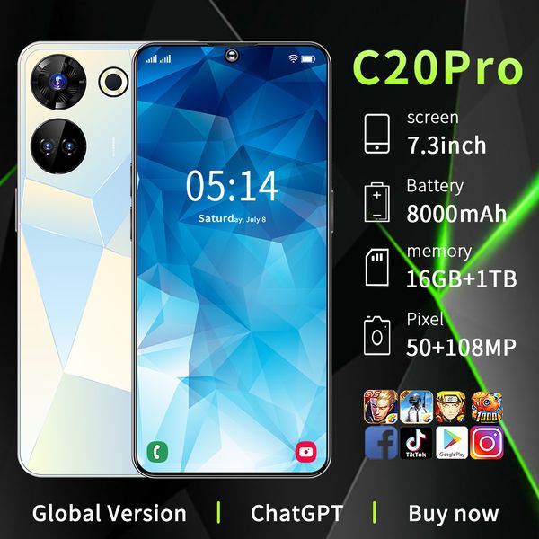 

New C20pro Hot Cross-Border in Stock 6.53-Inch 4G Android 3 64GB Smartphone Manufacturers Send Foreign Trade on Behalf 6B, Multi-color