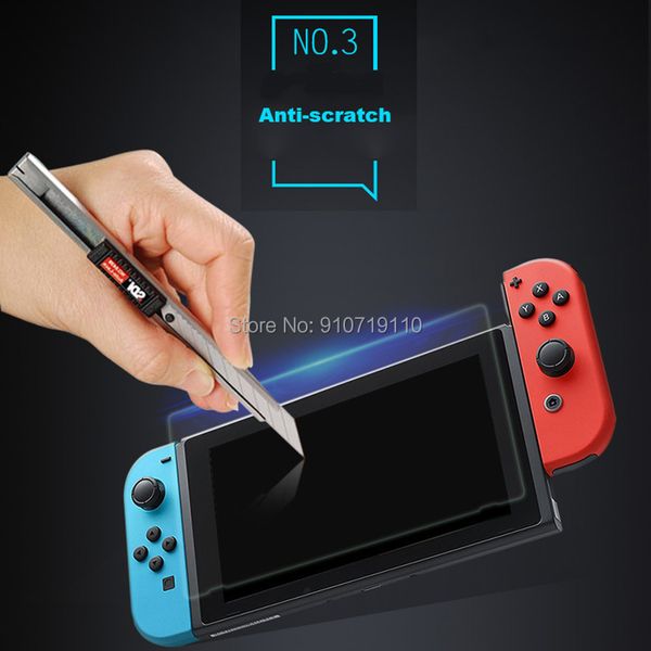 3pcs Transparent HD Clear 9H Tempered Glass Screen Protector for Nintendo Switch Console Glass Sheets with Alignment Frame