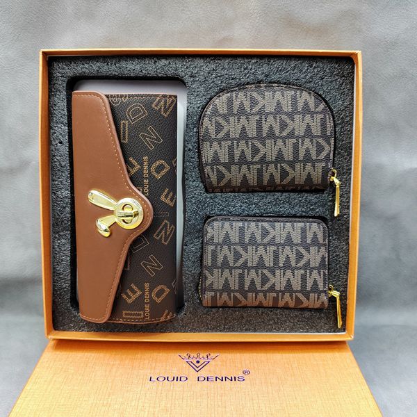 

Fashionable women shoulder bag 20 color trend printing women purse three-piece personalized color matching leather clutch bag letters contrast fashion long walle, Image colors