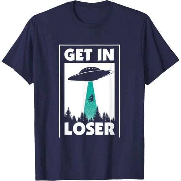 

2024 New Fashion Mens Womens T Shirts Tshirt Tee Tops Funny Get In Loser Alien T-Shirt Aliens Extraterrestrial Tee Summer Clothes Free Shipping BFP2411116 PTP2, Black