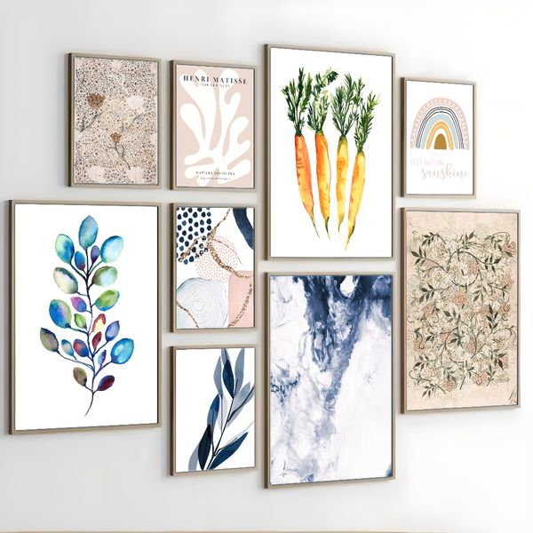 

3 pieces Wooden Framed Canvas Poster Abstract color flow style, simple and fashionable colors, Creative Waterproof Canvas Posters, Bedroom