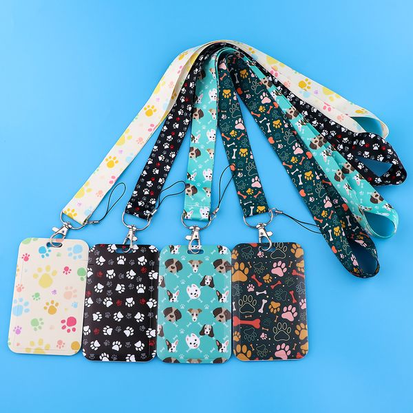 Pet Dogs Printed Lanyard Dog Paw Neck Strap For Keychain ID Badge Holder Phone Straps Animals Keychain Keyrings Holder Lariat