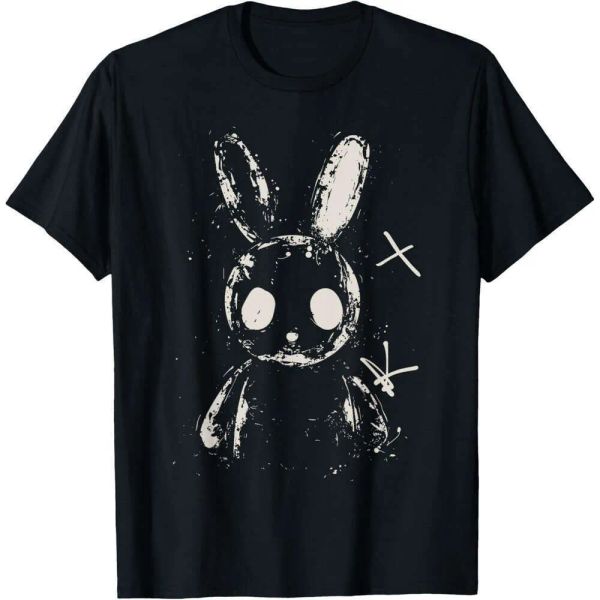 

Mens T shirts Womens Graphic Tee Creepy Cute Bunny Rabbit Alt Goth Grunge Horror Aesthetic T-Shirt Designer clothes Casual tops Tshirt BFP2411114 PTP1, Black