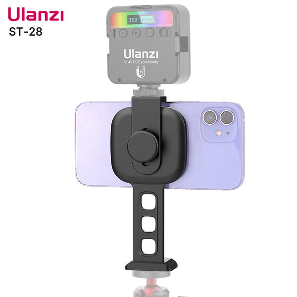 Vijim ulanzi st28 magsafe phone mount holder for iphone12 13 mini pro max vertical shooting tripod mount for video light mic