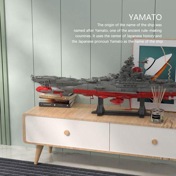

Military MOC UCS Space Battleship Yamato Building Blocks Kit Battle Warship Cruiser Ship Model Bricks Toys For Children Kid Gift