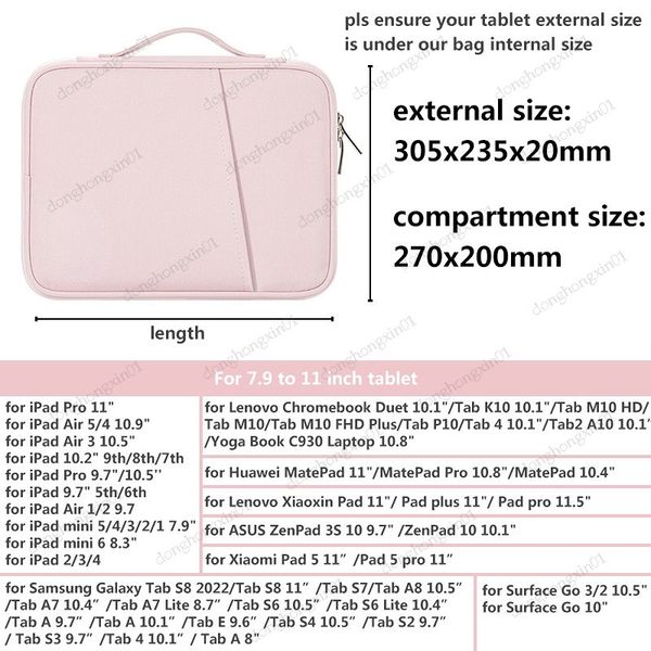 Tablet Handbag Case 9-13inch For Microsoft Surface Go4 2023 Go Go2 Pro 3/4/5/6/7 13 Sleeve Bag Pouch
