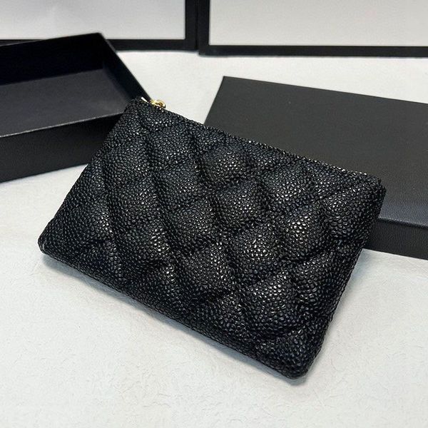 

Designer Wallets Black cowhide Caviar Leather Wallet Classic card holder Cowhide Handbags Classic Luxurys Purse Card Women Ccredit card slot Fortune Bag 14.5m