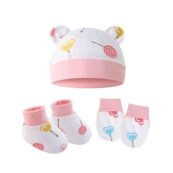 

Cap No Gloves Sock Set Hospital hat Newborn Baby Mittens Anti Scratch, Black