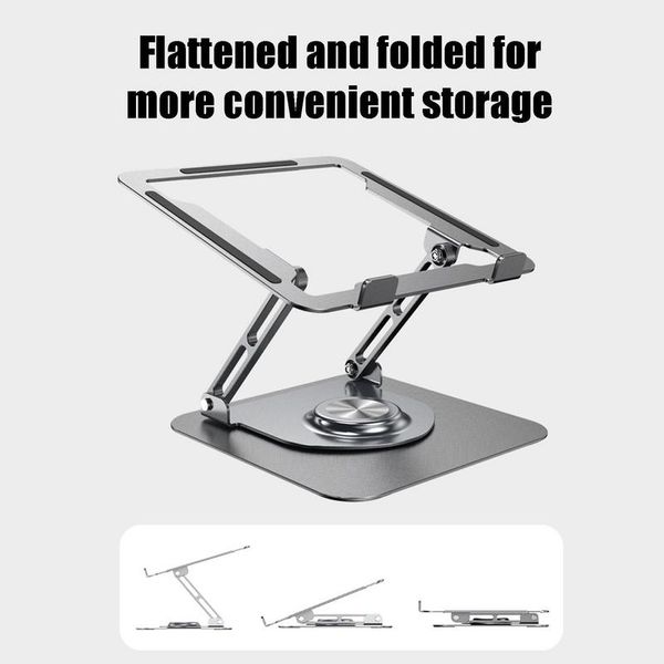 Rotating Laptop Stand Base Height Adjustable Aluminum Alloy Foldable Notebook Elevator Compatible