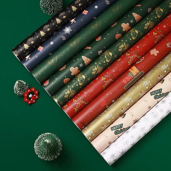 5PCS 50* 70cm high-end copperplate printing Christmas gift packaging paper Year accessories decoration 241111CJ