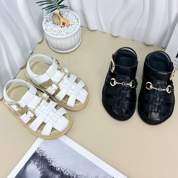 

kids sandals designer fashion solid color simple boys and girls children outdoor casual name brand kid shoes, Black